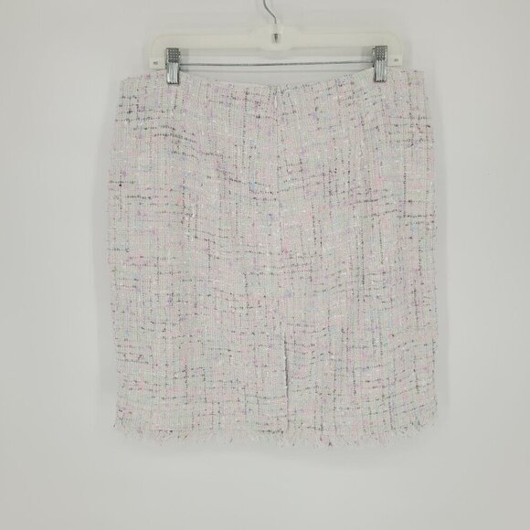 Elle womens 14 white pastel pink blue speckled knit tweed pencil mini skirt - Picture 8 of 9